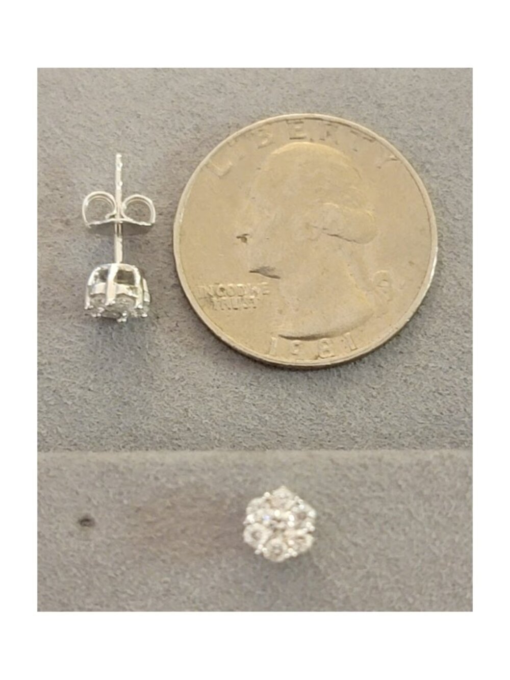 Lab Grown Diamond Cluster Stud Earrings White Gold NWT - Picture 11 of 12